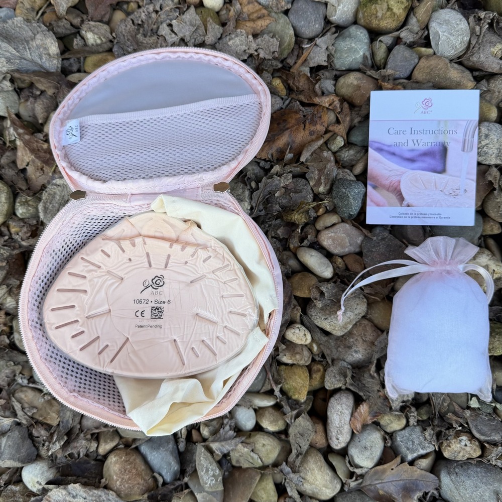ABC Silicone Breast Prosthesis Size 6 with Pink Travel Case and Care Instruction